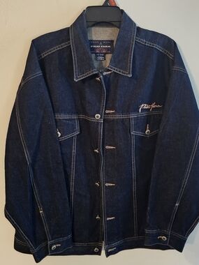 Phat Farm Men’s Dark Blue Denim Trucker Jacket Urban Streetwear Size XL